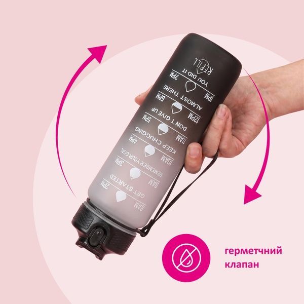 купити Мотивуюча пляшка для води з часовою шкалою BPA Free 1000мл
