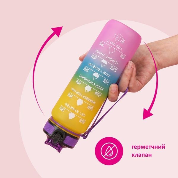 купити Мотивуюча пляшка для води з часовою шкалою BPA Free 1000мл
