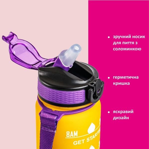 купити Мотивуюча пляшка для води з часовою шкалою BPA Free 1000мл