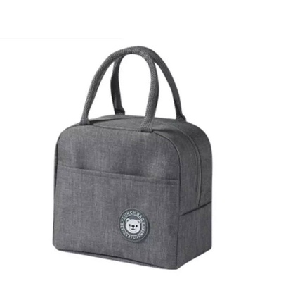 Ланч-сумка на молнии с ручками однотонная с внешним карманом; цвет Серый 604099 фото