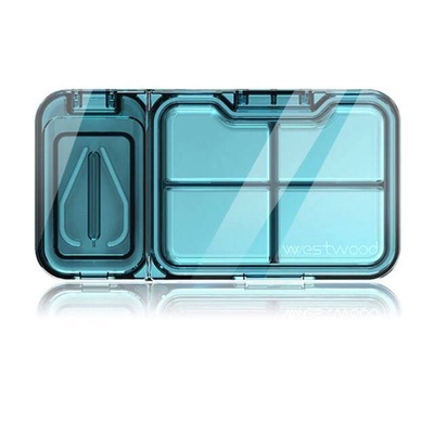 Таблетниця на 4 секції з дільником таблеток із пластику 11,9×6,3×1,8 см - колір блакитний 604266 фото