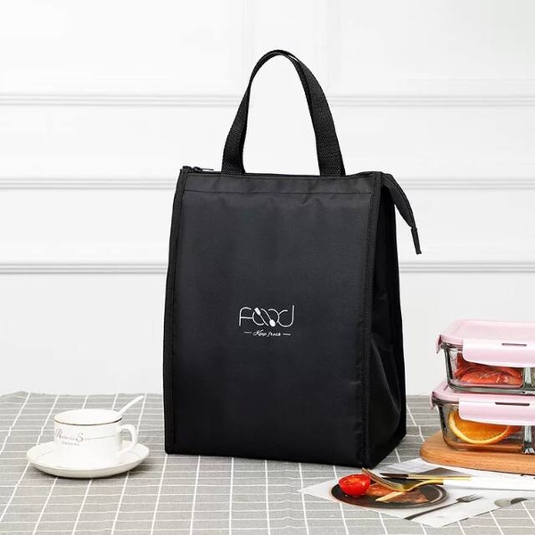 Ланч-сумка на блискавці з ручками із водонепроникної тканини 25×16×34см для пікніка; колір Чорний 602538 фото