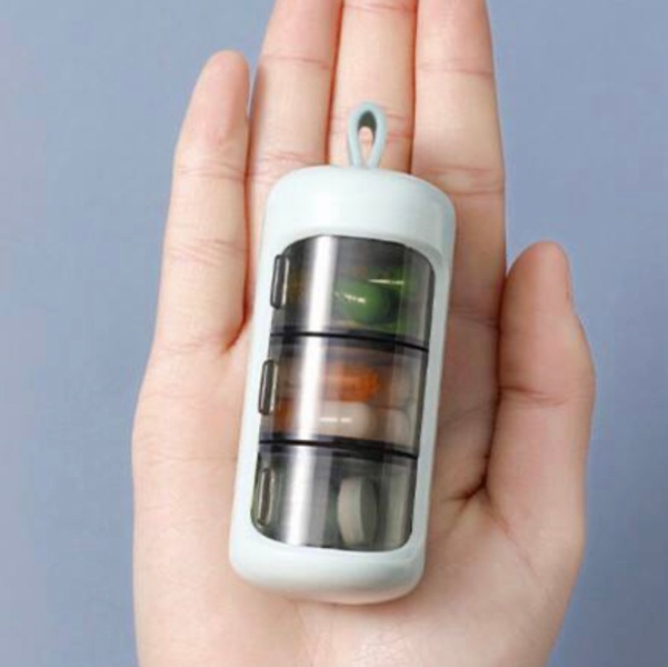 Таблетниця з 3 осередками із пластику 9×3 см для таблеток - білий колір 603771 фото