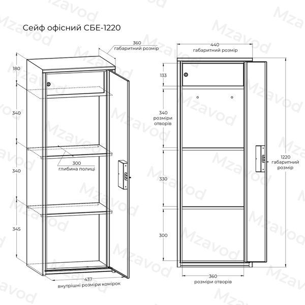 купити Офісний сейф СБЕ-1220 сірий