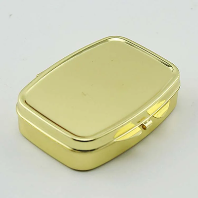 Таблетниця металева кишенькова 5,8×4,8×1,6см - золотий колір 602491 фото