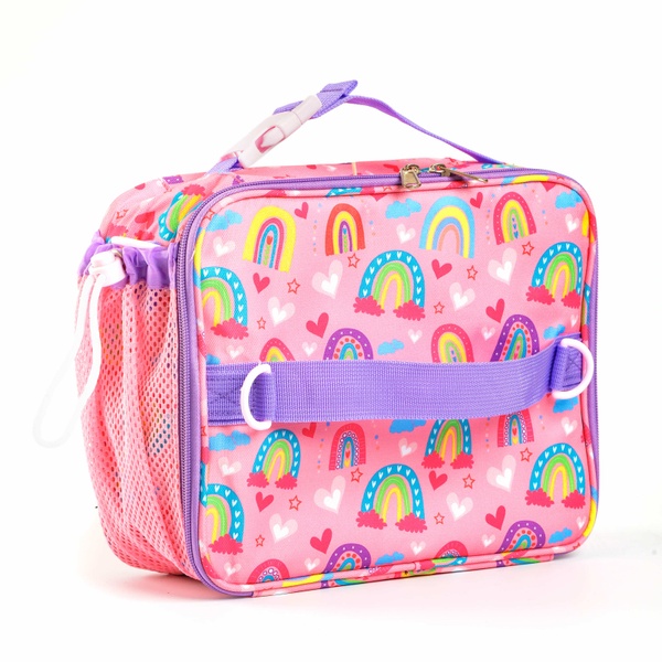 Ланч-сумка холодильник дитяча різнокольорова з кишенею під пляшку та додатковими ручками; забарвлення Веселка 700041 фото