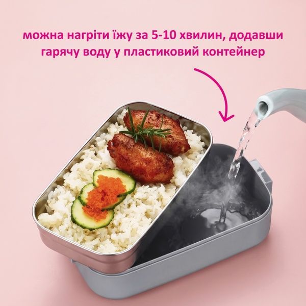 купить Ланч-бокс двухуровневый с металлическим основанием и комплектом столовых приборов, объем 1600мл