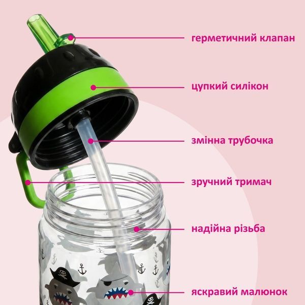 купити Пляшка для води дитяча 420мл, напівпрозора; 3 види