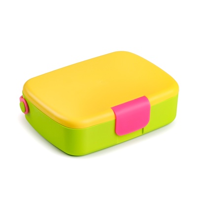Ланч-бокс детский яркий цвет контейнер для обедов со столовыми приборами в комплекте; Желто-розовый цвет 7000202 фото