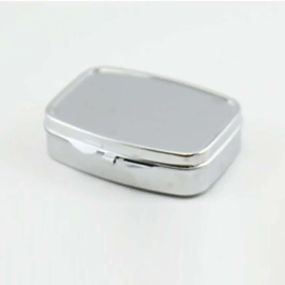 Таблетниця металева кишенькова 5,8×4,8×1,6см - срібний колір 602491 фото