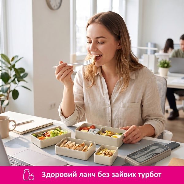купити Ланч-бокс трирівневий вузький, 1450мл