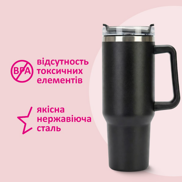 купити Термос для напоїв 1200 мл з трубочкою і ручкою (5 кольорів)