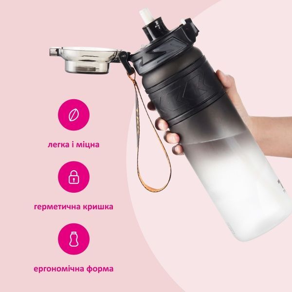купить Спортивная бутылка для воды с градиентом и резиновым держателем для руки 1000мл; 4 цвета