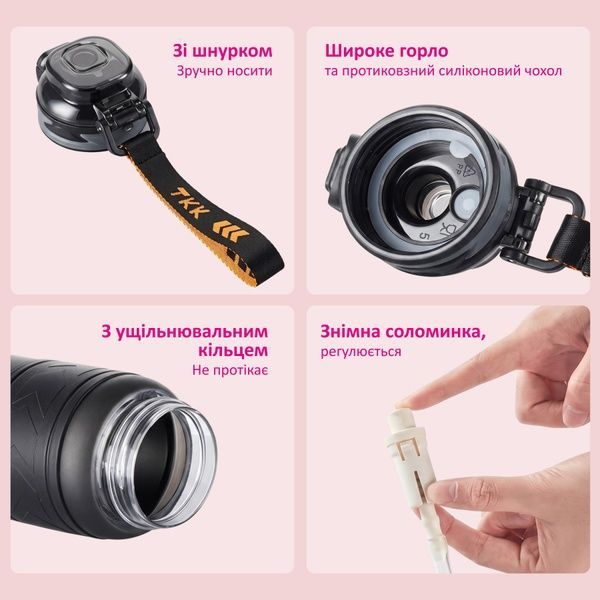 купить Спортивная бутылка для воды с градиентом и резиновым держателем для руки 1000мл; 4 цвета