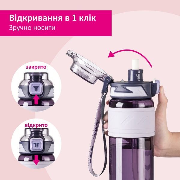 купить Спортивная бутылка для воды однотонная с резиновым держателем для руки 600мл; 4 цвета