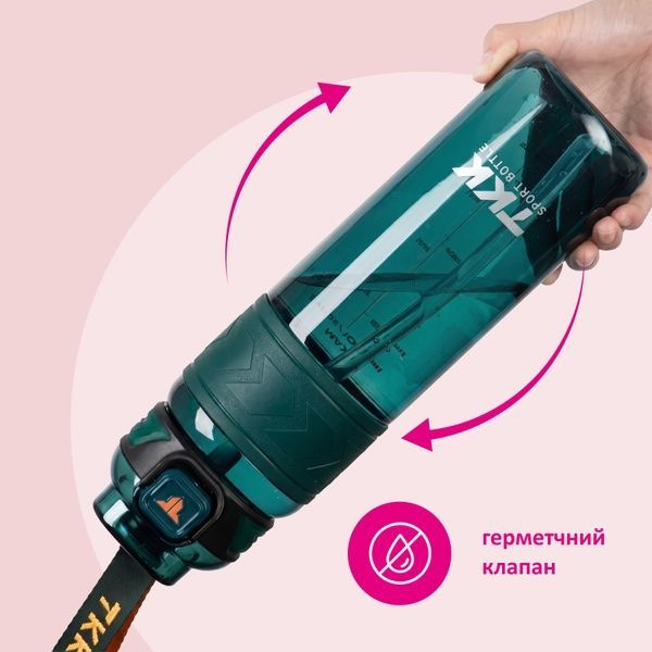 купить Спортивная бутылка для воды однотонная с резиновым держателем для руки 600мл; 4 цвета