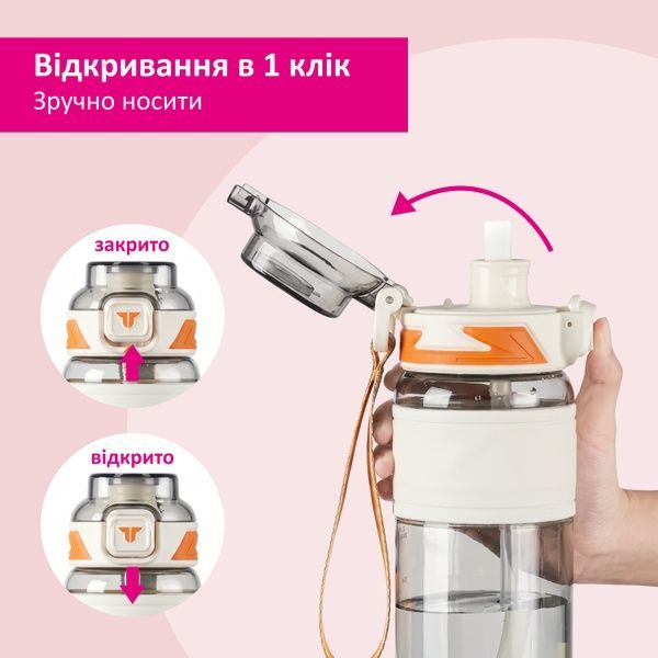 купить Спортивная бутылка для воды однотонная с резиновым держателем для руки 600мл; 4 цвета