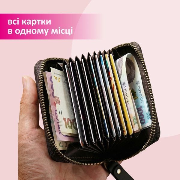 купити Карт-холдер на блискавці з екошкіри; колір Чорний
