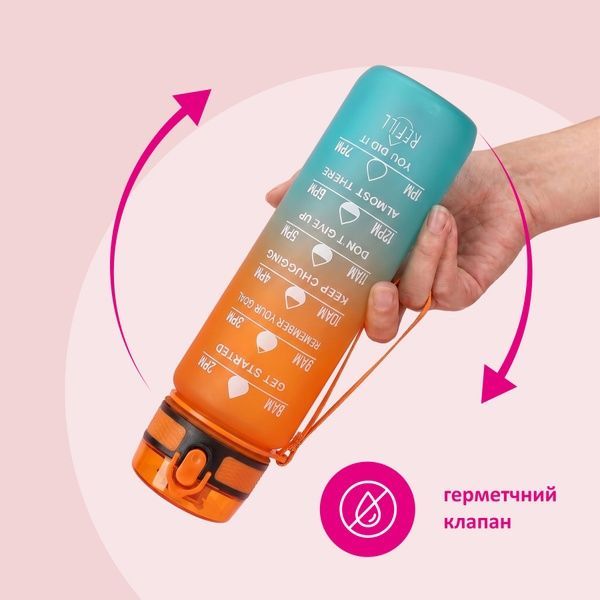 купити Мотивуюча пляшка для води з часовою шкалою BPA Free 1000мл